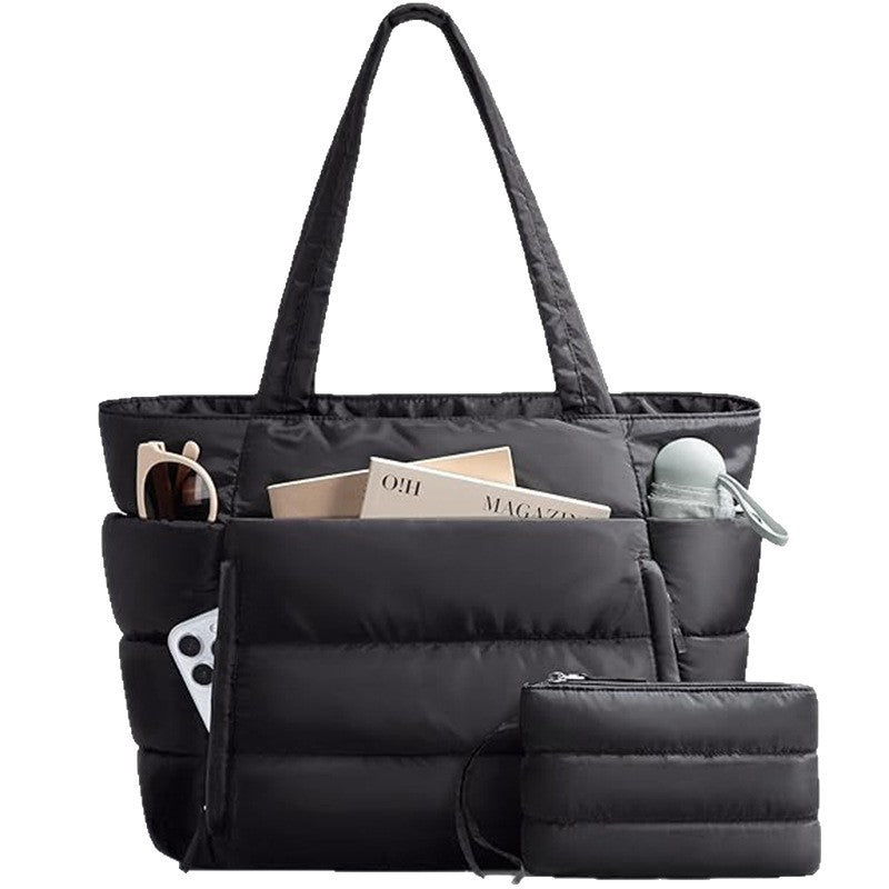 Quilted Puffer Pockets Large Capacity Shoulder Handbag 6W10BBG1886
