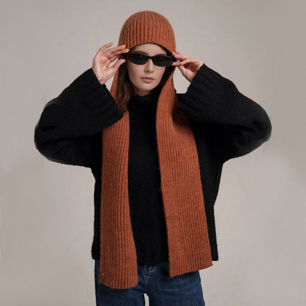 Stylish Solid Color Warm Hooded Scarf 6W6NSW252