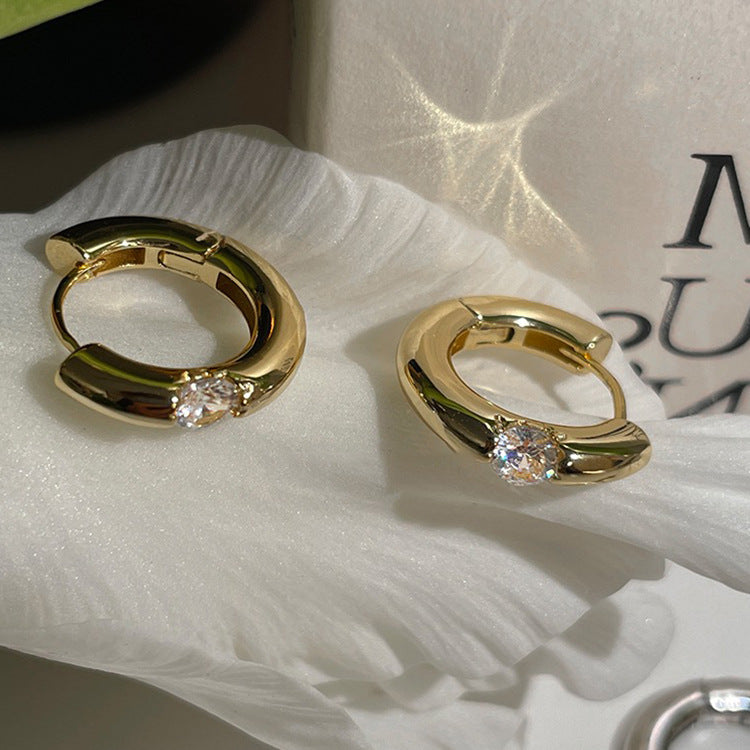 Cubic Zirconia Huggie Hoop Earrings - DippedShop Wholesale - #0003