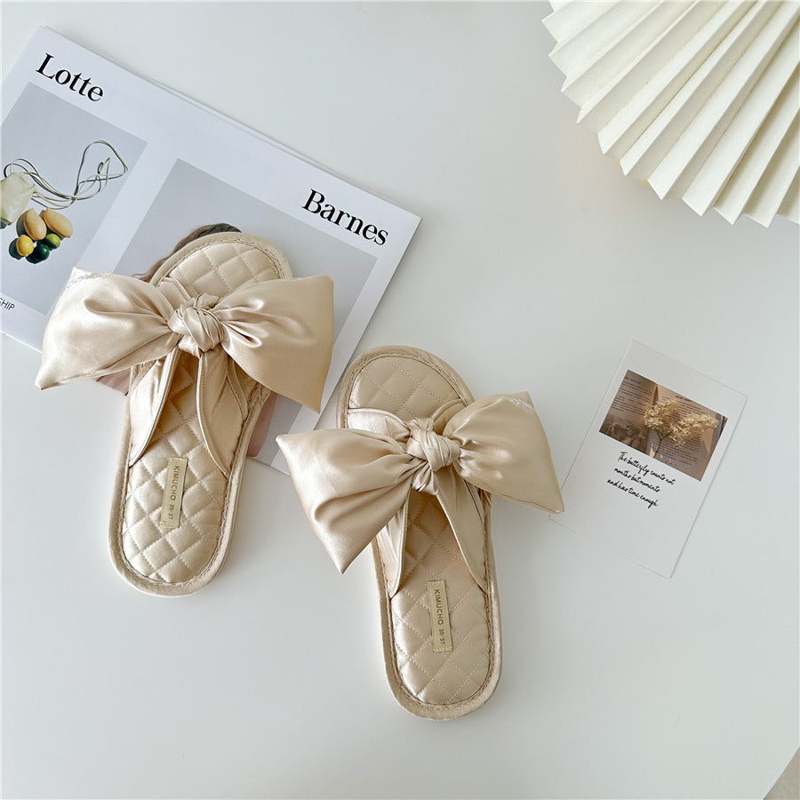 Elegant Bow Knot Embroidered Home Slippers DP25F917