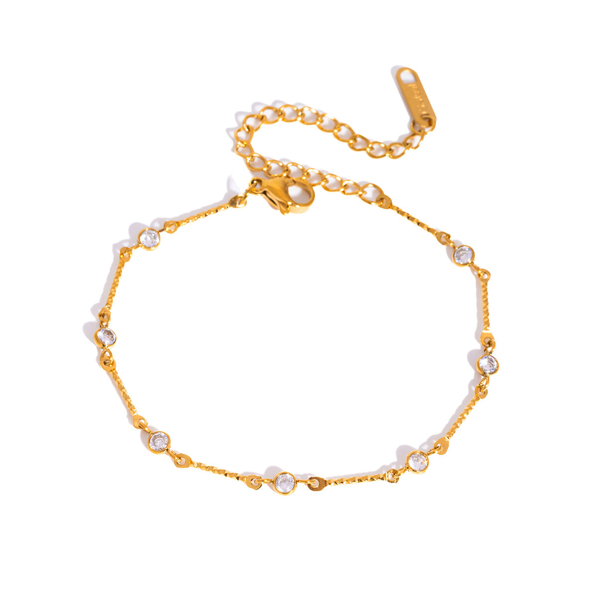 Elegant Cubic Zirconia Gold Plated Chain Bracelet 6W6JBR349