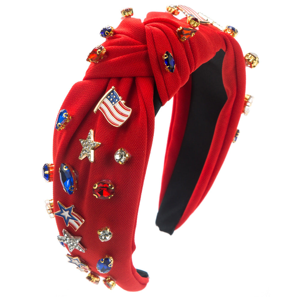 Stylish Solid Color American Flag Patch Hair Band 8AS6HBD63T