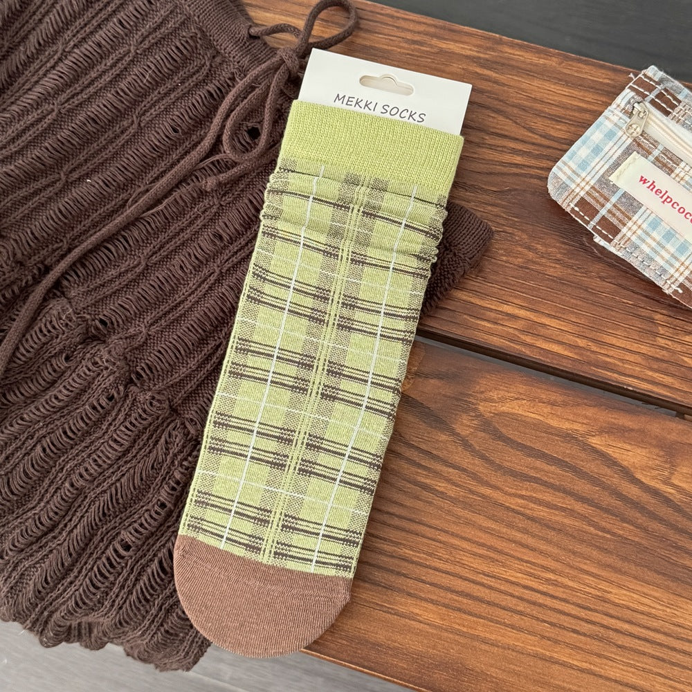 Plaid Crew Socks - DippedShop Wholesale - #7571