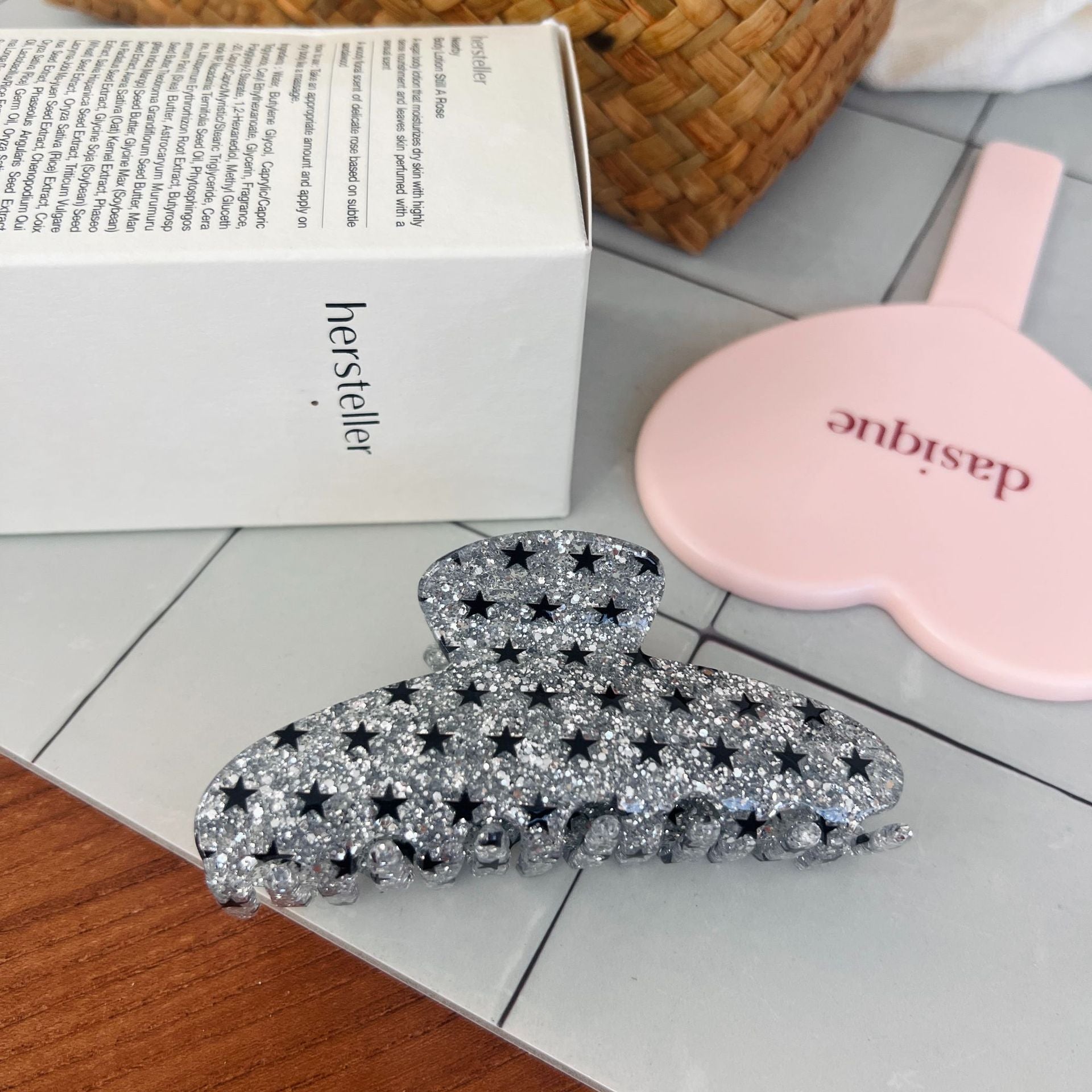 Vintage Star Glitter Non Slip Hair Claw 8AS6HCP279L