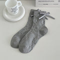 Cute Bowknot 3D Bear Solid Color Crew Socks 6W8FSO539