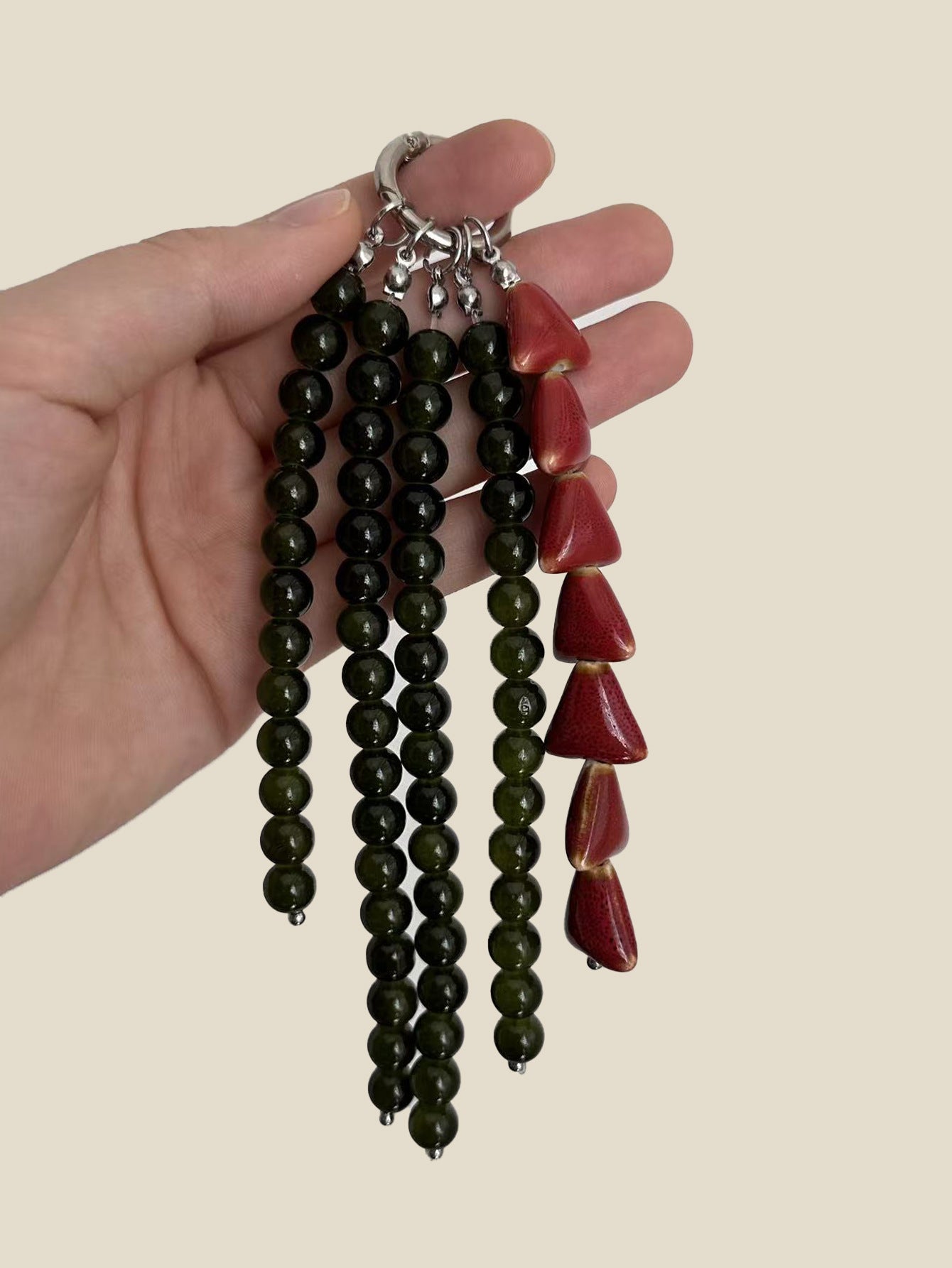 Vintage Stone Beaded Tassel Charm - DippedShop Wholesale - #7971