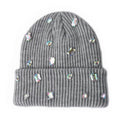 Rhinestone Cuffed Knit Beanie - DippedShop Wholesale - #0819