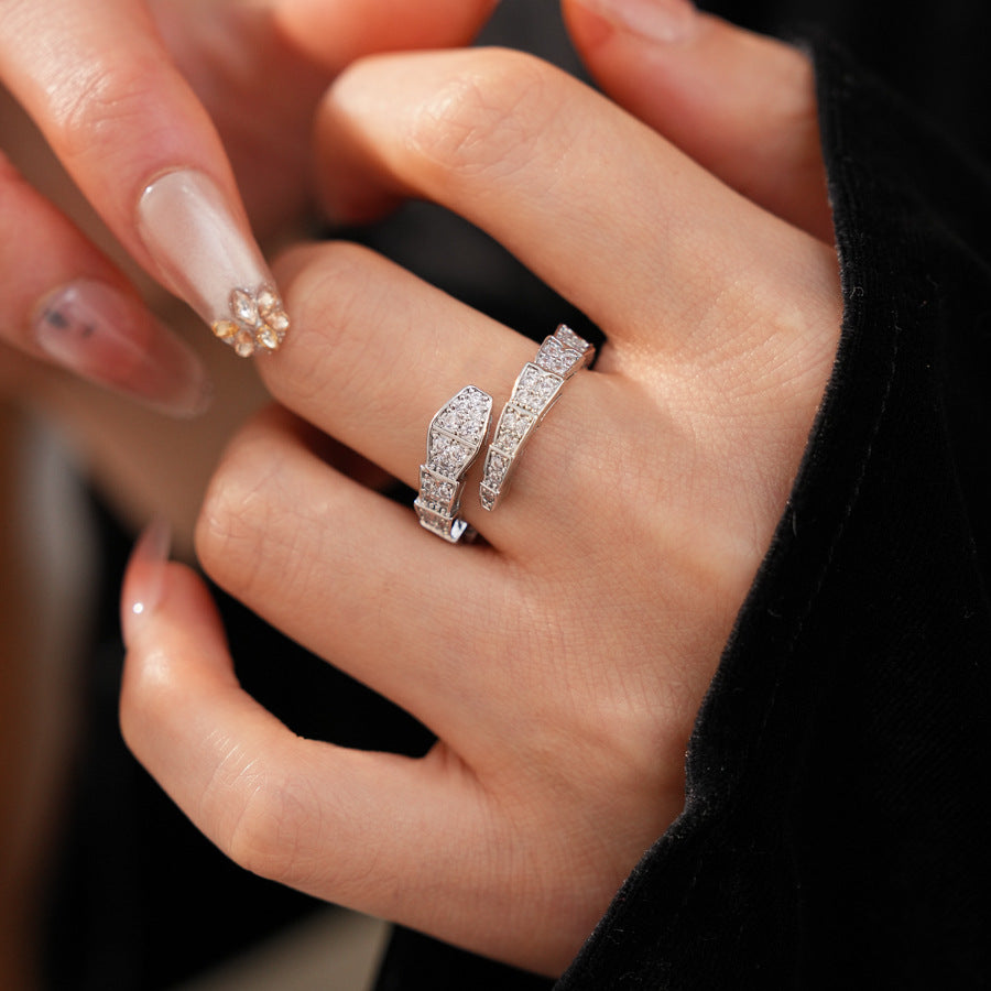 Cubic Zirconia Gold Plated Snake Open Ring 6W6JRG382