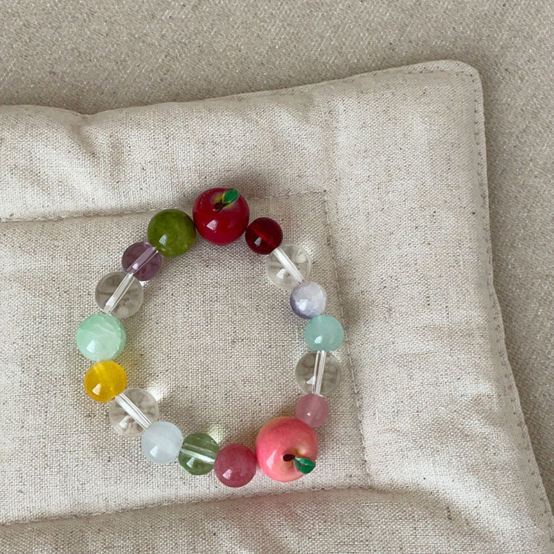 Cute Colorful Bead Apple Stretchy Bracelet 6W6JBR379