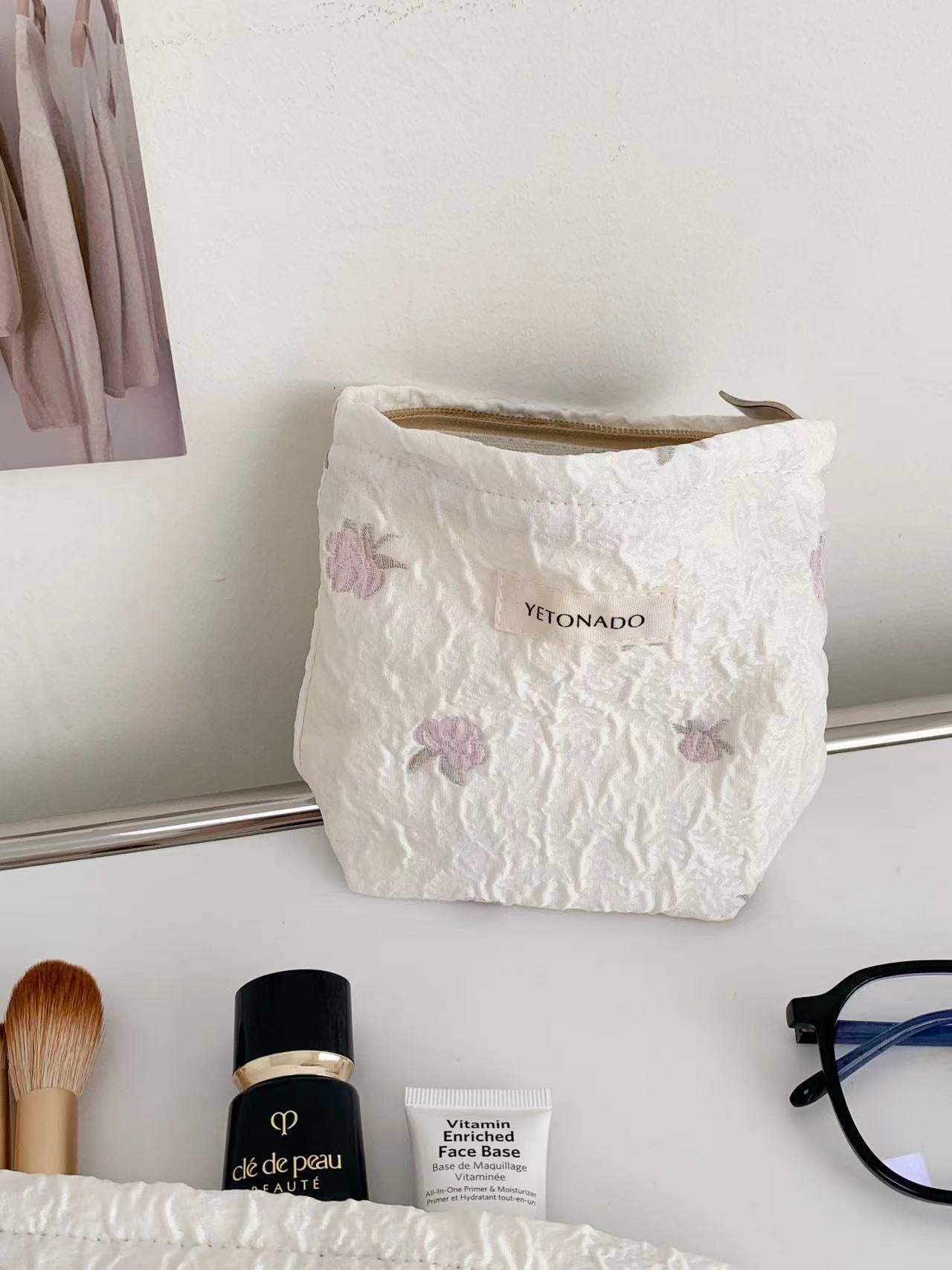 Elegant Rose Embroidery Large Capacity Cosmetic Bag MK2BW6W10BOB408