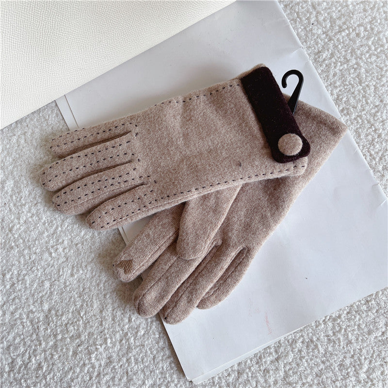 Button Decor Touchscreen Gloves - DippedShop Wholesale - #7171