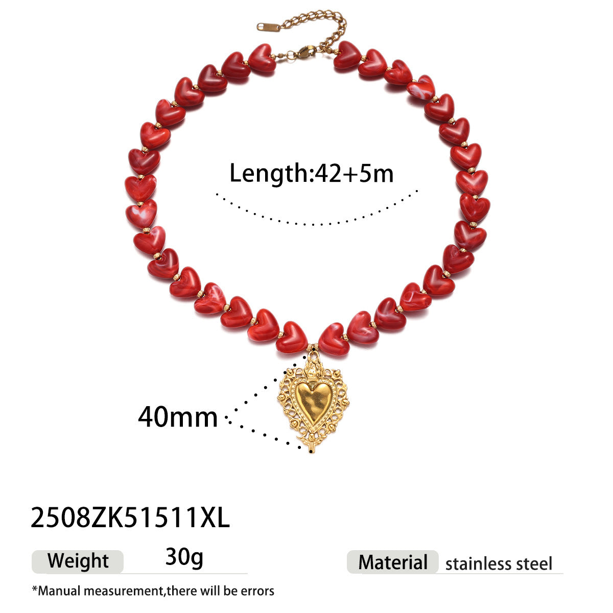 Acrylic Heart Choker Necklace - DippedShop Wholesale - #8291