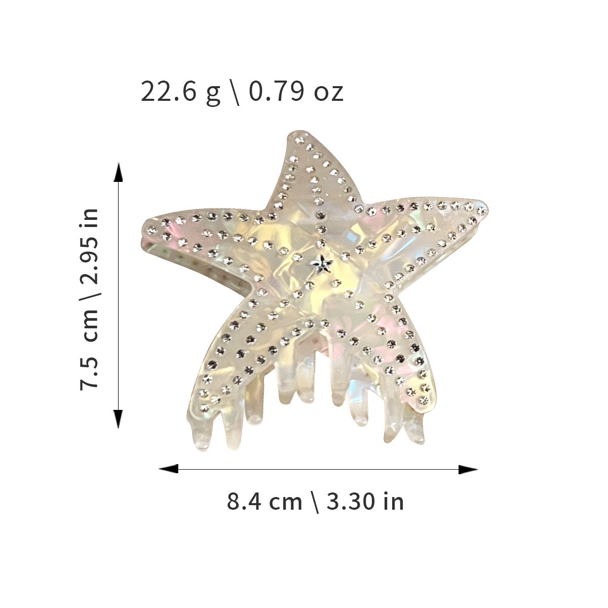 Iridescent Rhinestone Starfish Non-Slip Hair Claw MK2PPM6W6HCP346