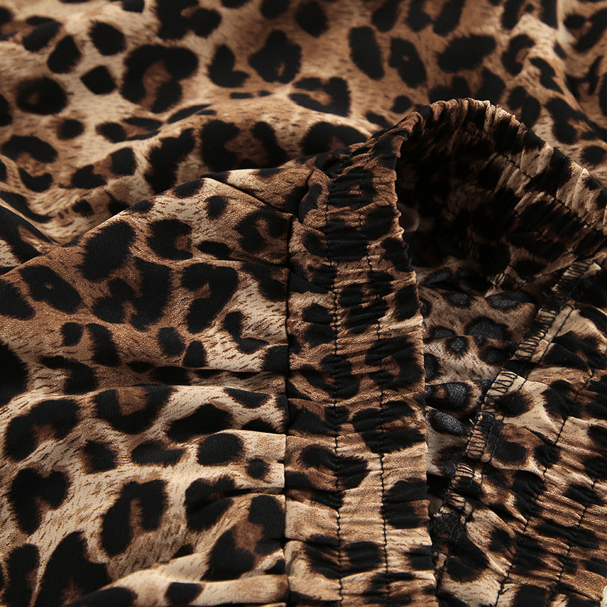 Leopard Print Lapel Sleepwear Set - DippedShop Wholesale - #7715
