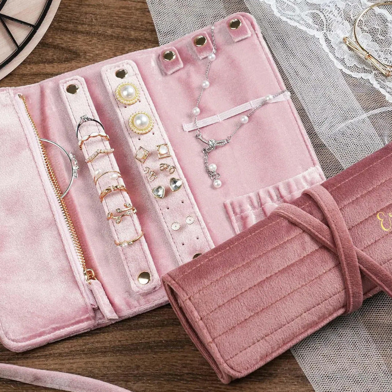 Soft Velet Solid Color Large Capacity Jewelry Case 6W13HSJ102