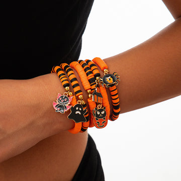 Layered Ghost Pumpkin Halloween Bracelets DPJB2511