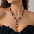 Vintage Halloween Gothic Bat Pumpkin Necklace 6W6JNC881
