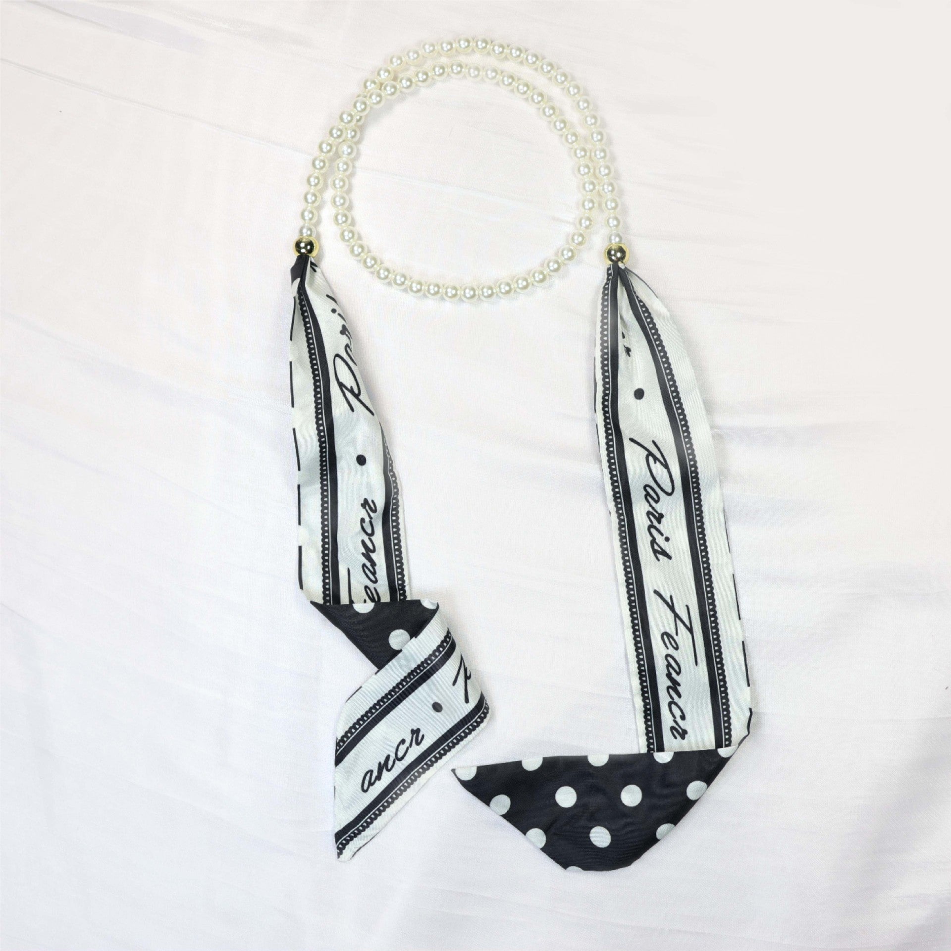 Elegant Floral Print Pearl Scarf Skinny Heanband MK2BW6W6HBD121