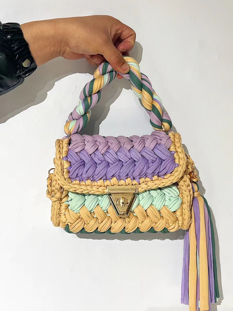 Chunky Crochet Crossbody Bag - DippedShop Wholesale - #4227