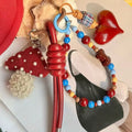 Vintage Mushroom Beaded Chain Bag Charm 6W10BBC402