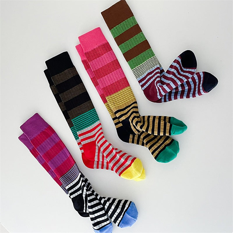 Color Block Striped Long Slouch Socks DP25E984