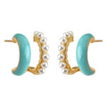 Trendy Enamel Pearl Geometric Stud Earrings 6W6JER613