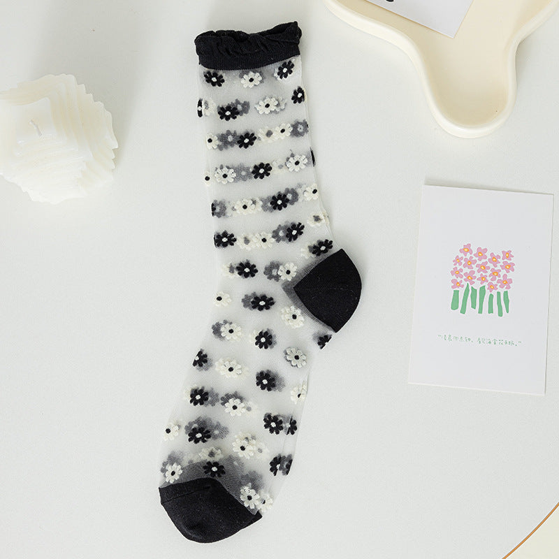 Flower Mesh Ruffle Socks - DippedShop Wholesale - #4067