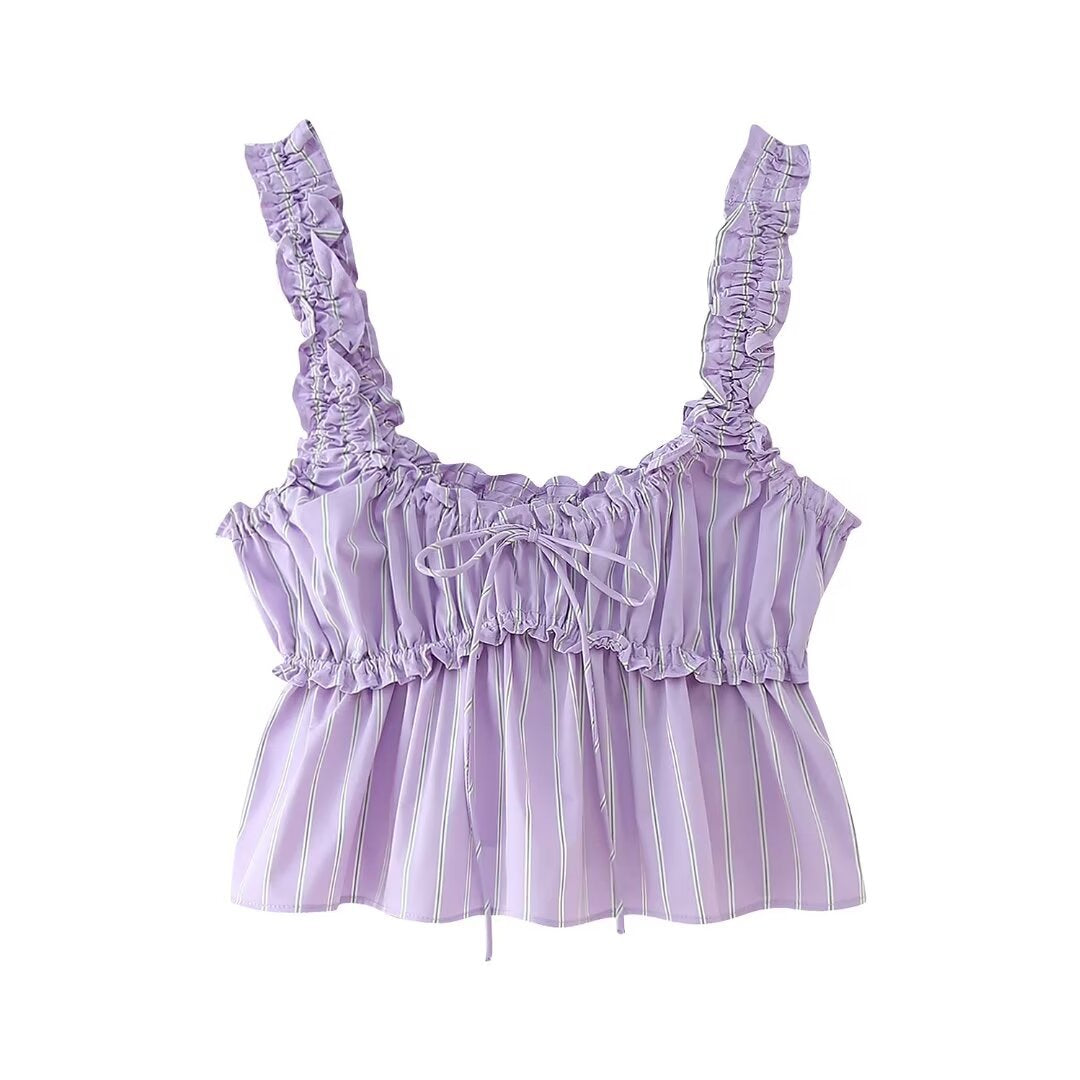 Casual Striped Sleeveless Top and Long Pants Sets DP25C934