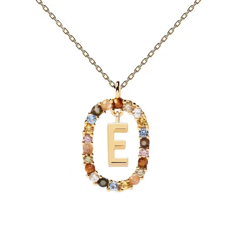 Colorful CZ Letter Pendant - DippedShop Wholesale - #9155