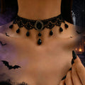 Halloween Lace Hollow Out Tassel Choker Necklace 6W6JNC610