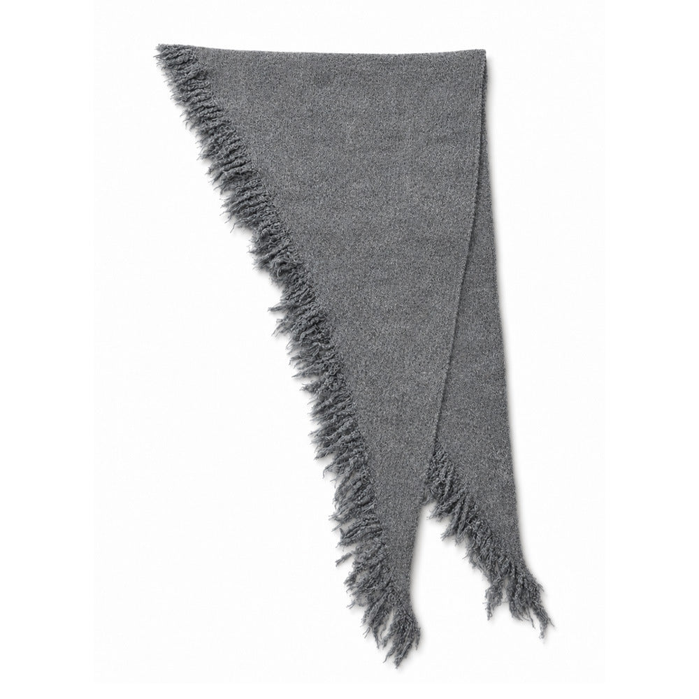 Simple Solid Color Triangle Tassel Knit Shawl Scarf 6W6NSC133