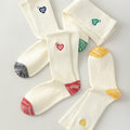 Heart Embroidery Rib Socks - DippedShop Wholesale - #4467