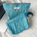 Minimalist Color Block Embossed Travel Makeup Bag MK2BW6W10BOB391