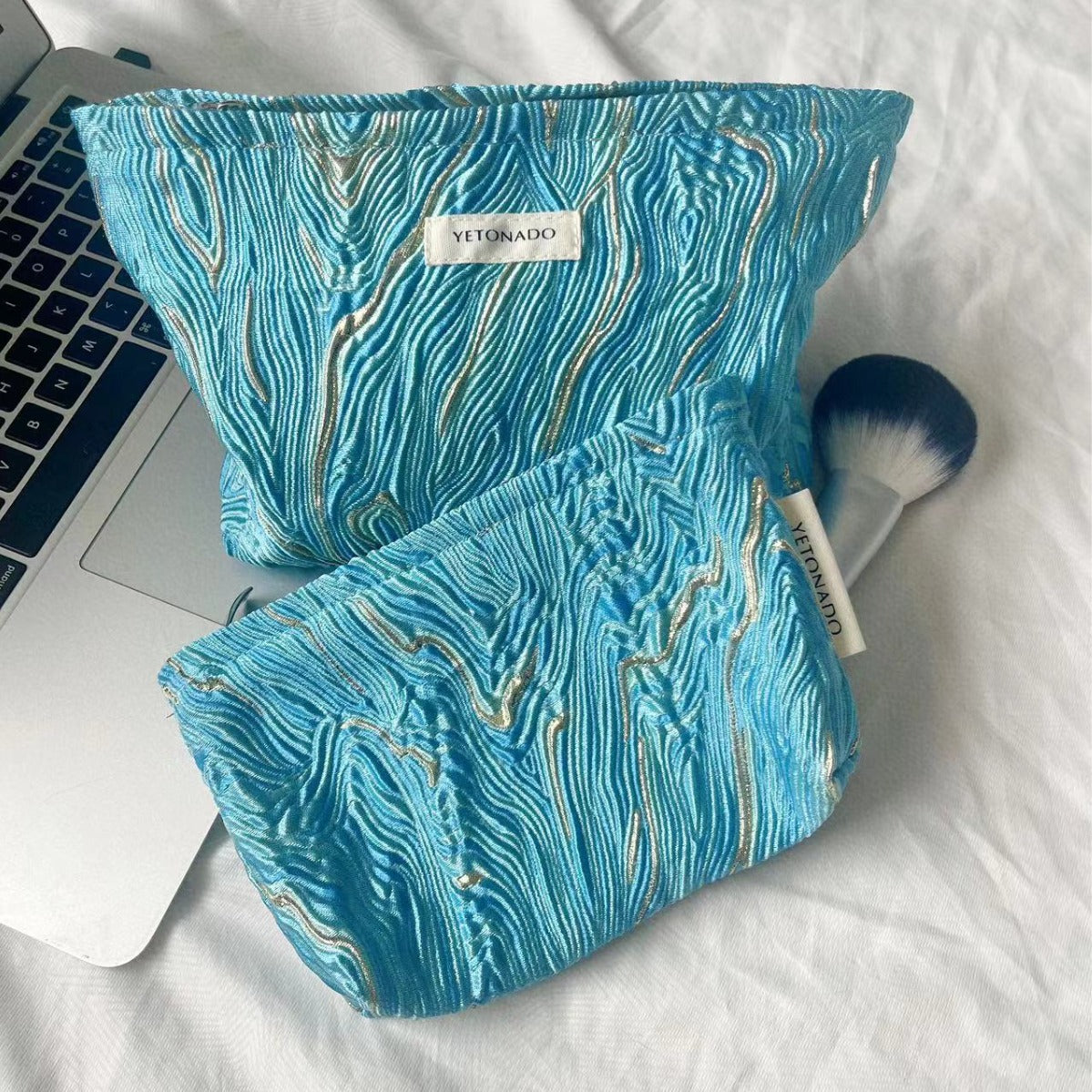 Minimalist Color Block Embossed Travel Makeup Bag MK2BW6W10BOB391