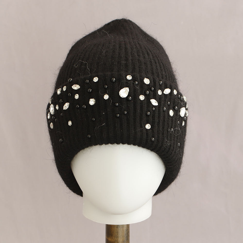 Luxury Rhinestone Angora Knit Beanie 6W6HAT696