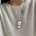 Cross Flower Pendant Necklace - DippedShop Wholesale - #4771
