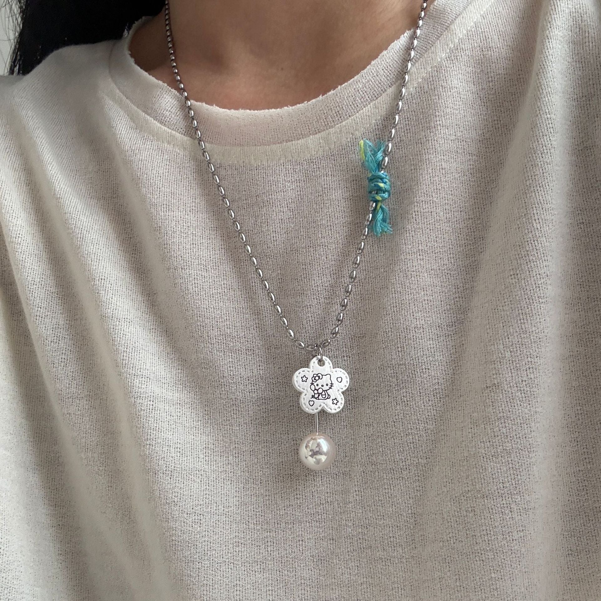 Cross Flower Pendant Necklace - DippedShop Wholesale - #4771