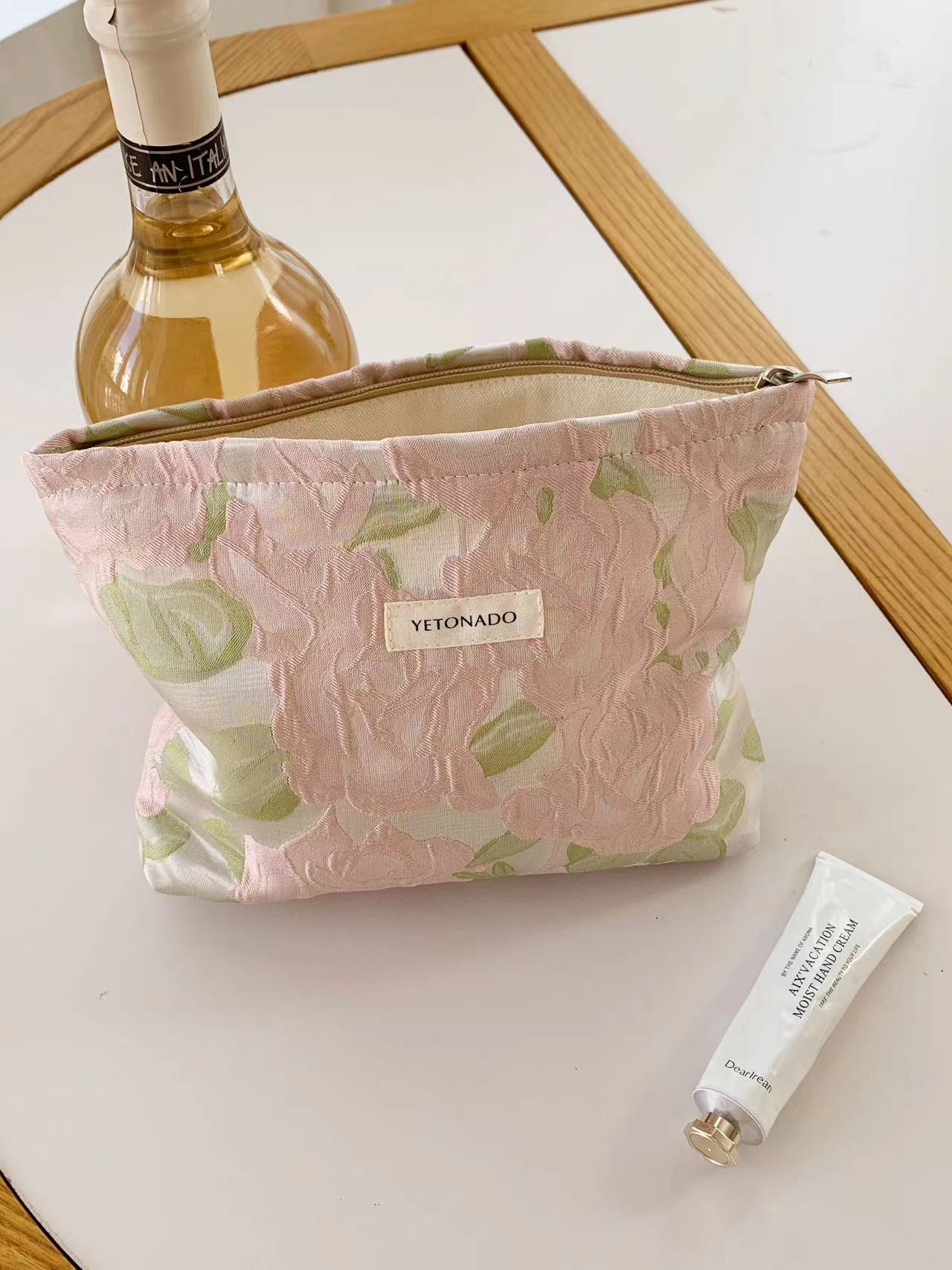 Simple Floral Embroidery Travel Makeup Bag MK2BW6W10BOB401