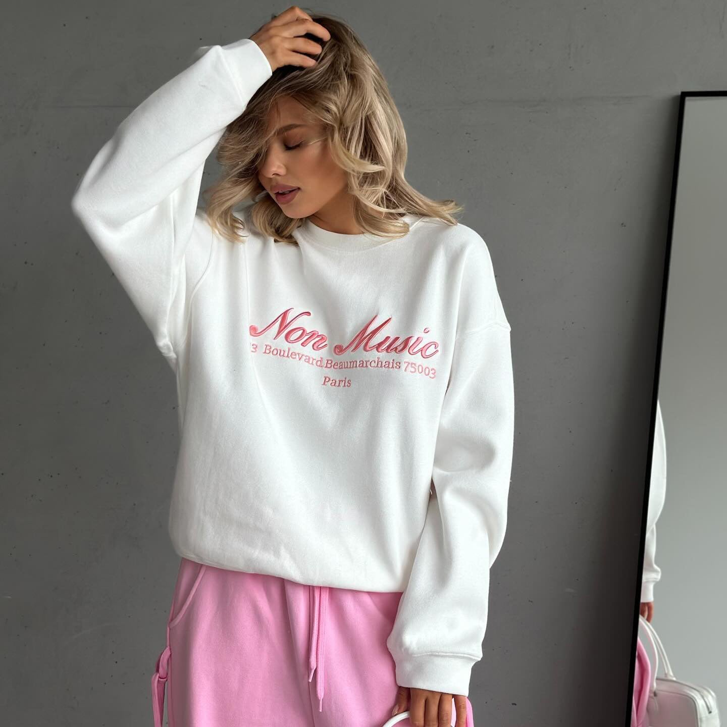 Letter Embroidery Loose Hoodie - DippedShop Wholesale - #6963