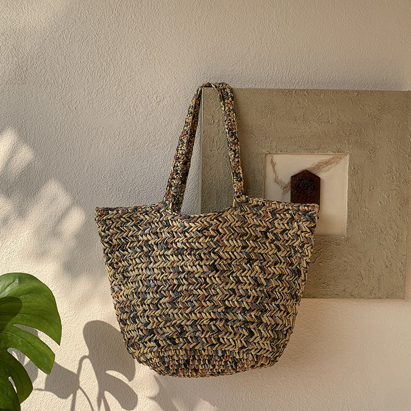 Stylish Large Capacity Straw Woven Tote Bag 8CW6BBG525L