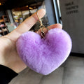 Faux Fur Heart Keychain - DippedShop Wholesale - #7811