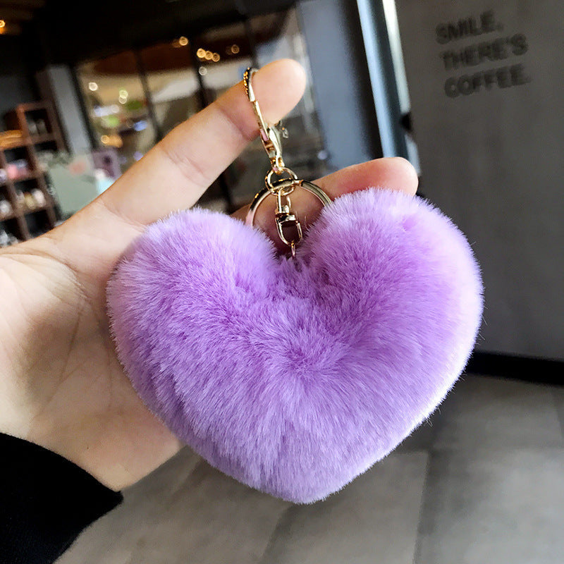 Faux Fur Heart Keychain - DippedShop Wholesale - #7811