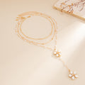 Multi Layered Flower Pendant Necklace - DippedShop Wholesale - #4931