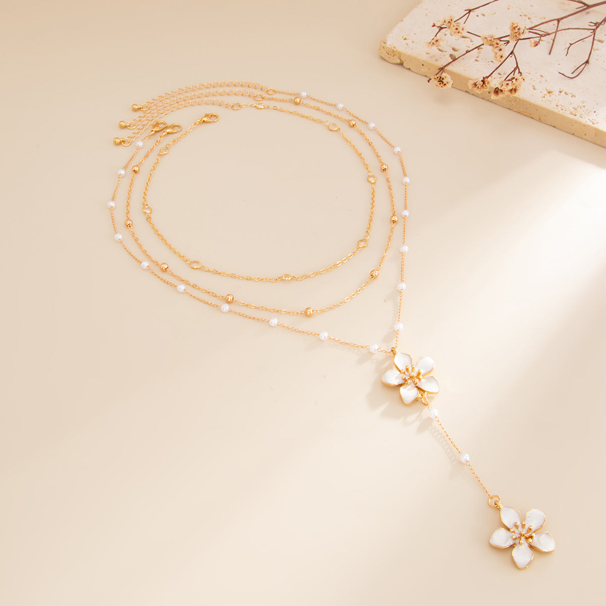 Multi Layered Flower Pendant Necklace - DippedShop Wholesale - #4931