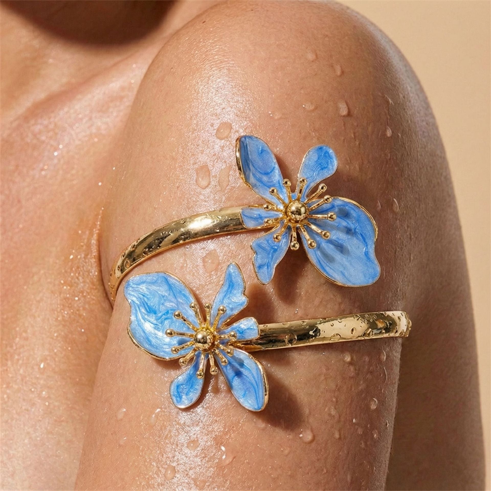 Vinatge Enamel Floral Gold Pla - DippedShop Wholesale - #5795