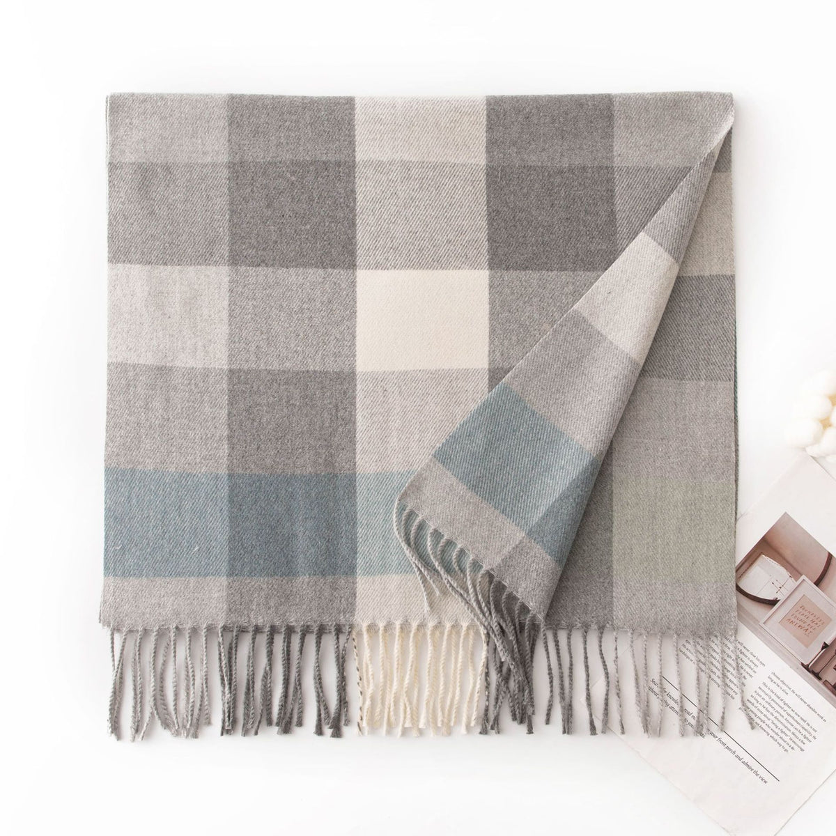 Vintage Plaid Wool Scarf - DippedShop Wholesale - #1123