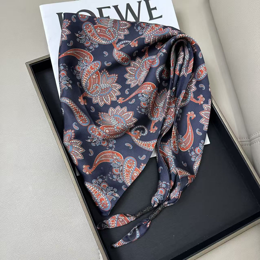 Cashew Print Silk Scarf - DippedShop Wholesale - #2051