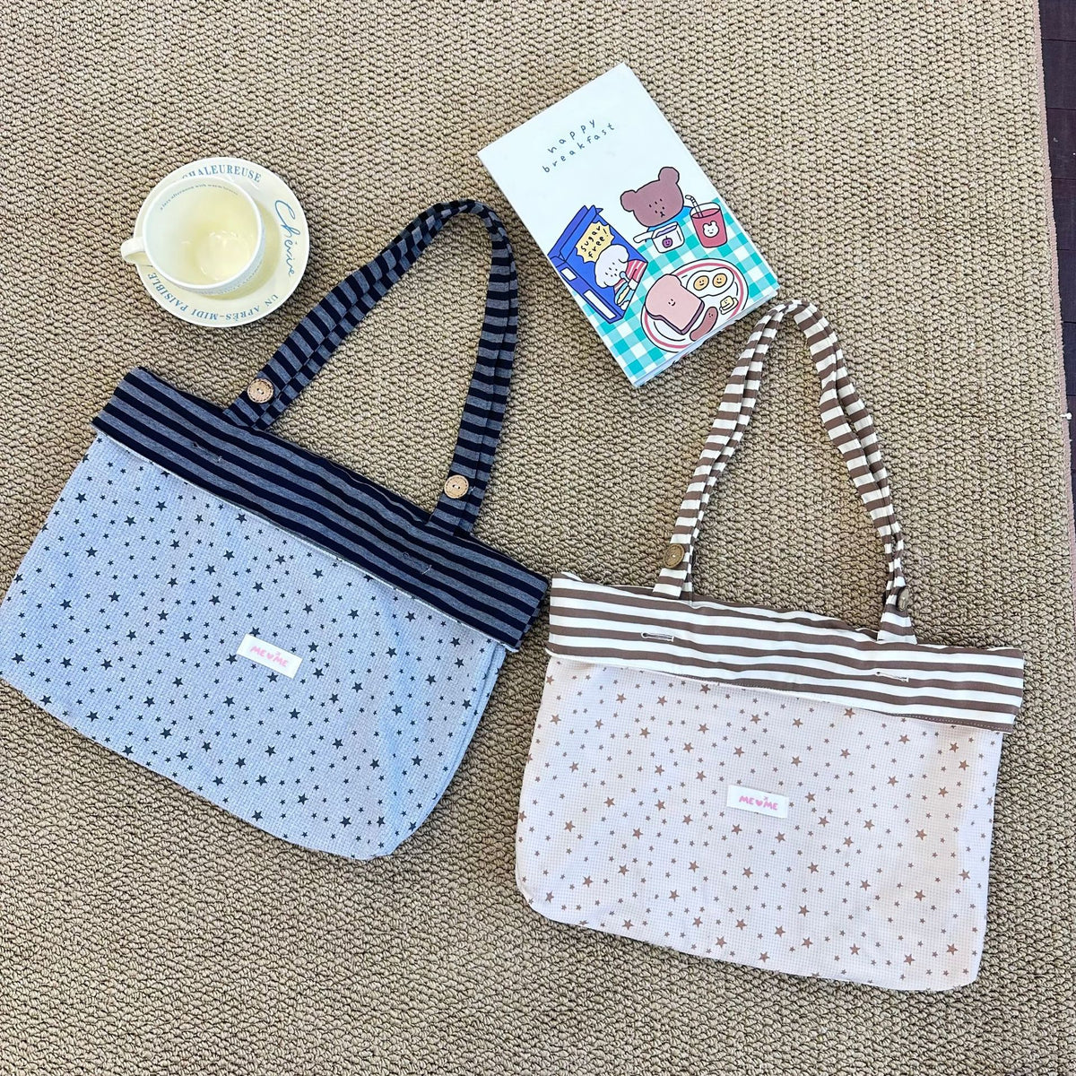 Striped Star Slouchy Tote - DippedShop Wholesale - #9427