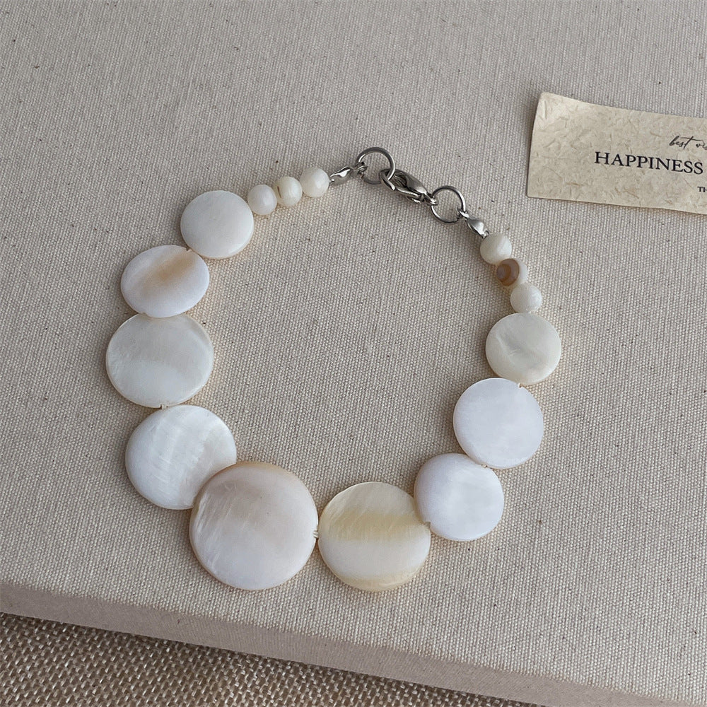 Shell Disc Beaded Necklace - DippedShop Wholesale - #5219