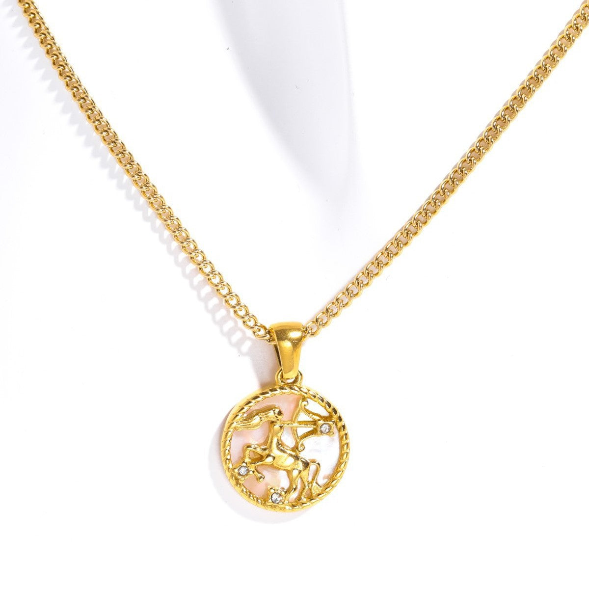 Gold Plated Zodiac Pendant Necklace - DippedShop Wholesale - #2627